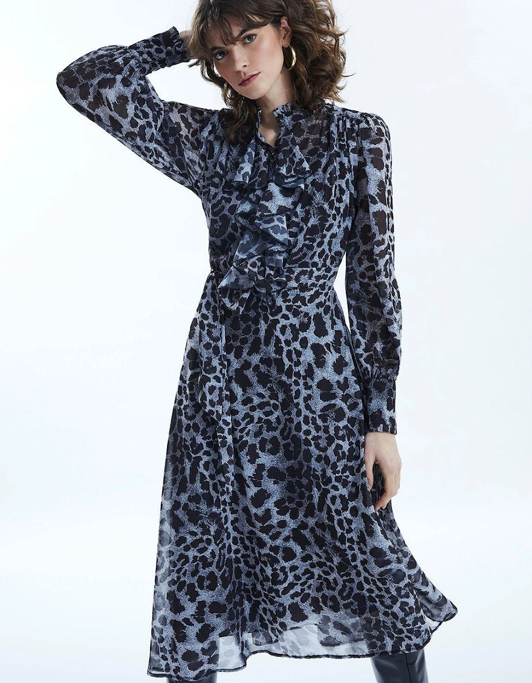 Leopard Print Midi Ruffle Dress, 2 of 1