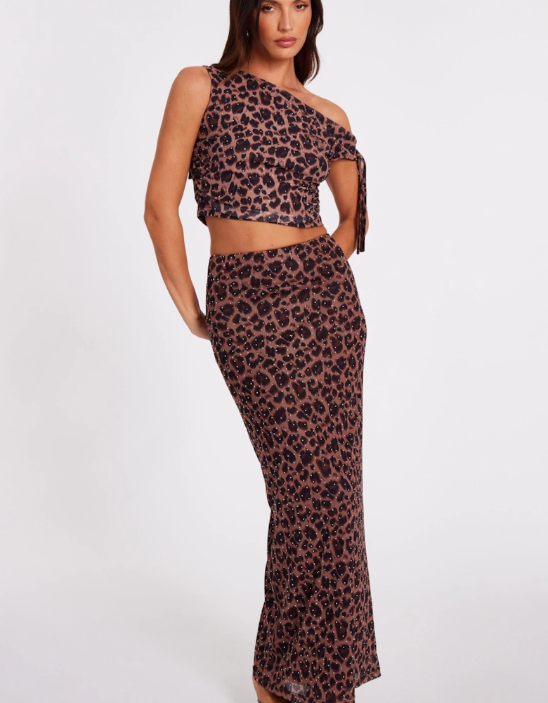 Multi Leopard Print Maxi Skirt
