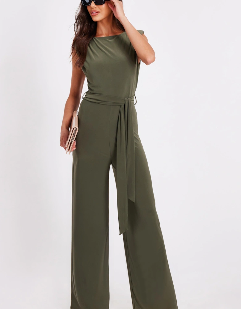 Khaki Tie Waist Jumpsuit