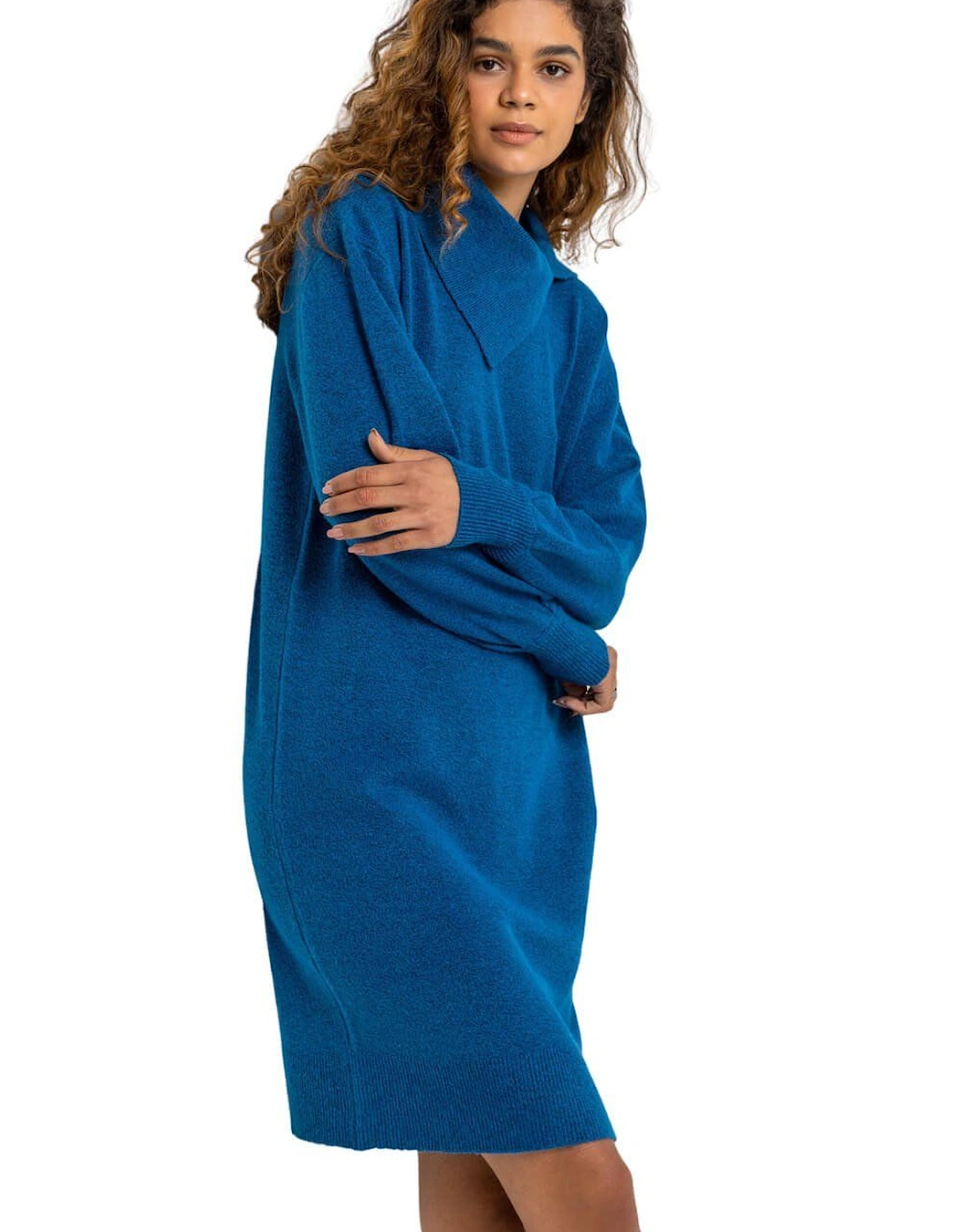 Split Neck Ribbed Knit Dress, 2 of 1
