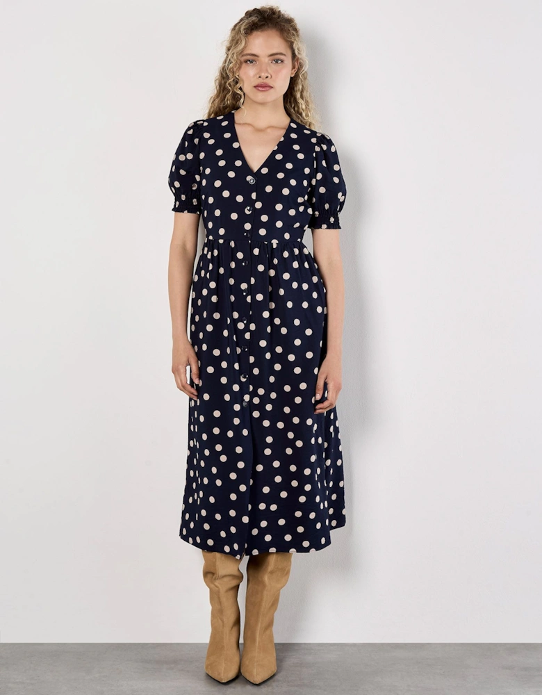 Polka Dot Button-Down Midi Dress