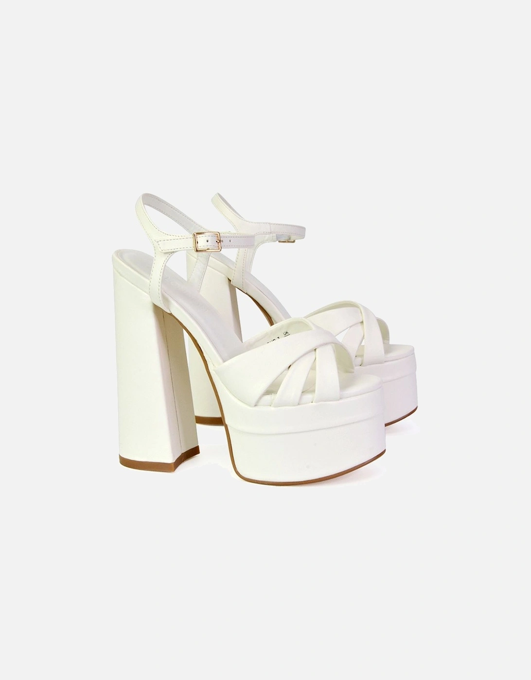 'Anya' Strappy Chunky Super High Block Heel Platform Shoes, 2 of 1