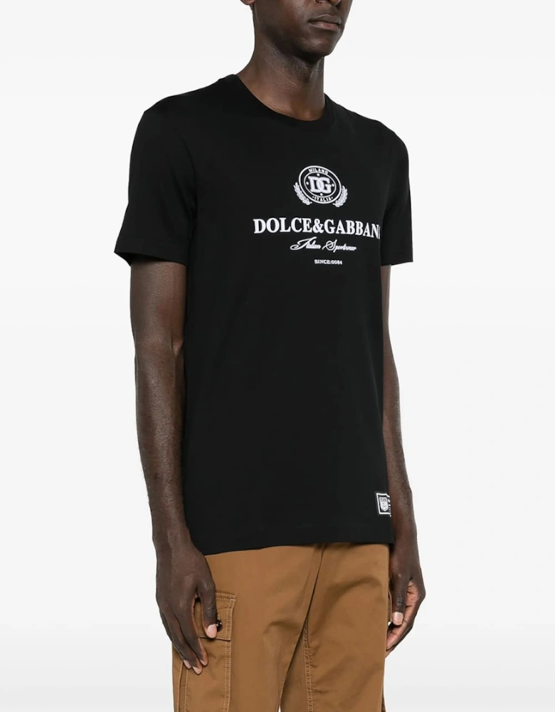 Logo Flock T-Shirt Black