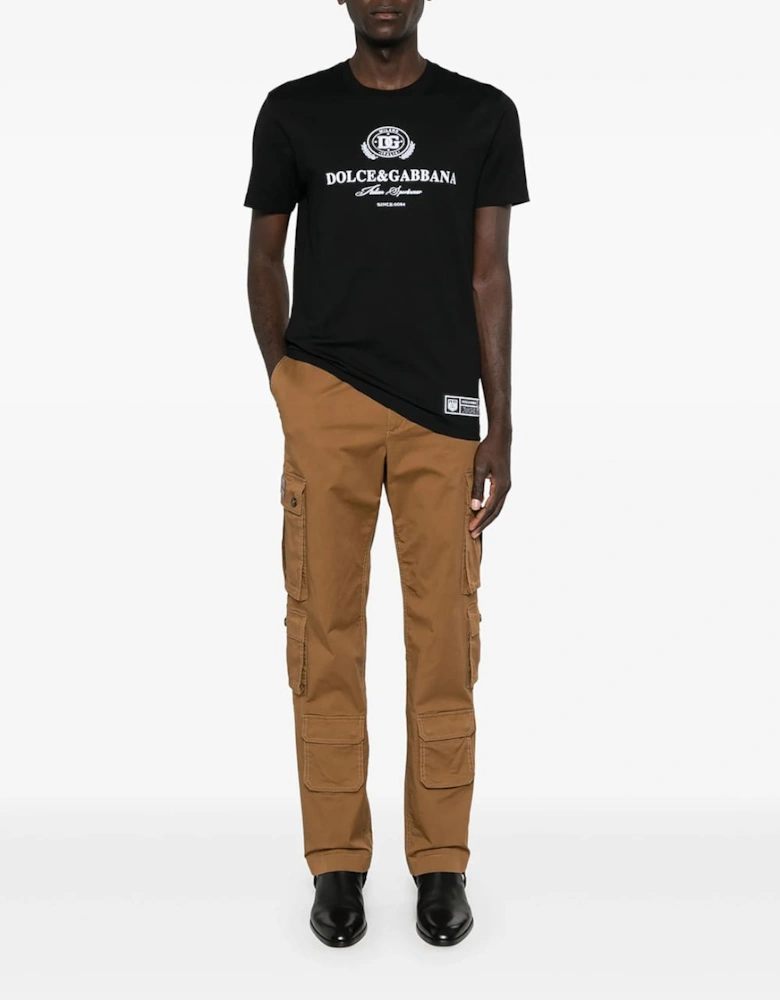 Logo Flock T-Shirt Black