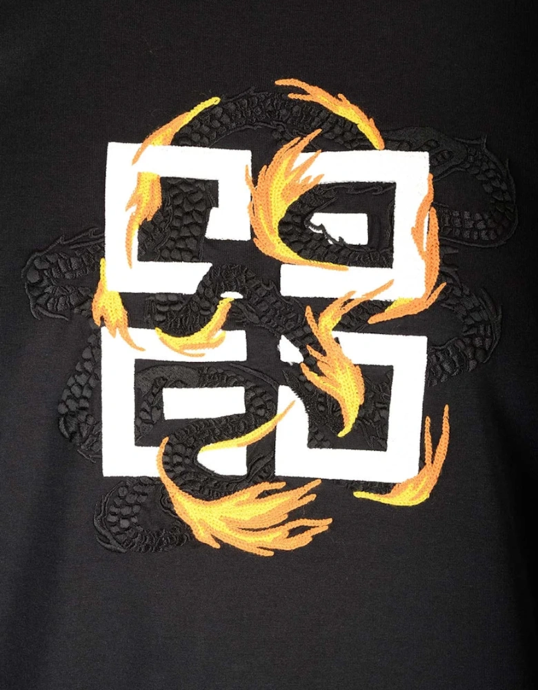 4G Dragon Logo Cotton T-shirt Black