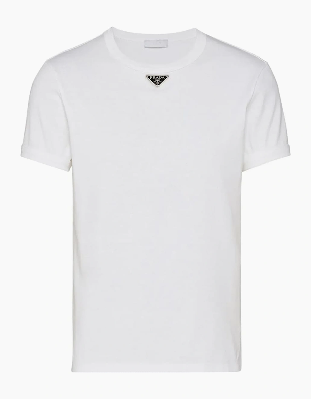 Men's Prada Logo Plaque Cotton T-Shirt White - Size: 42