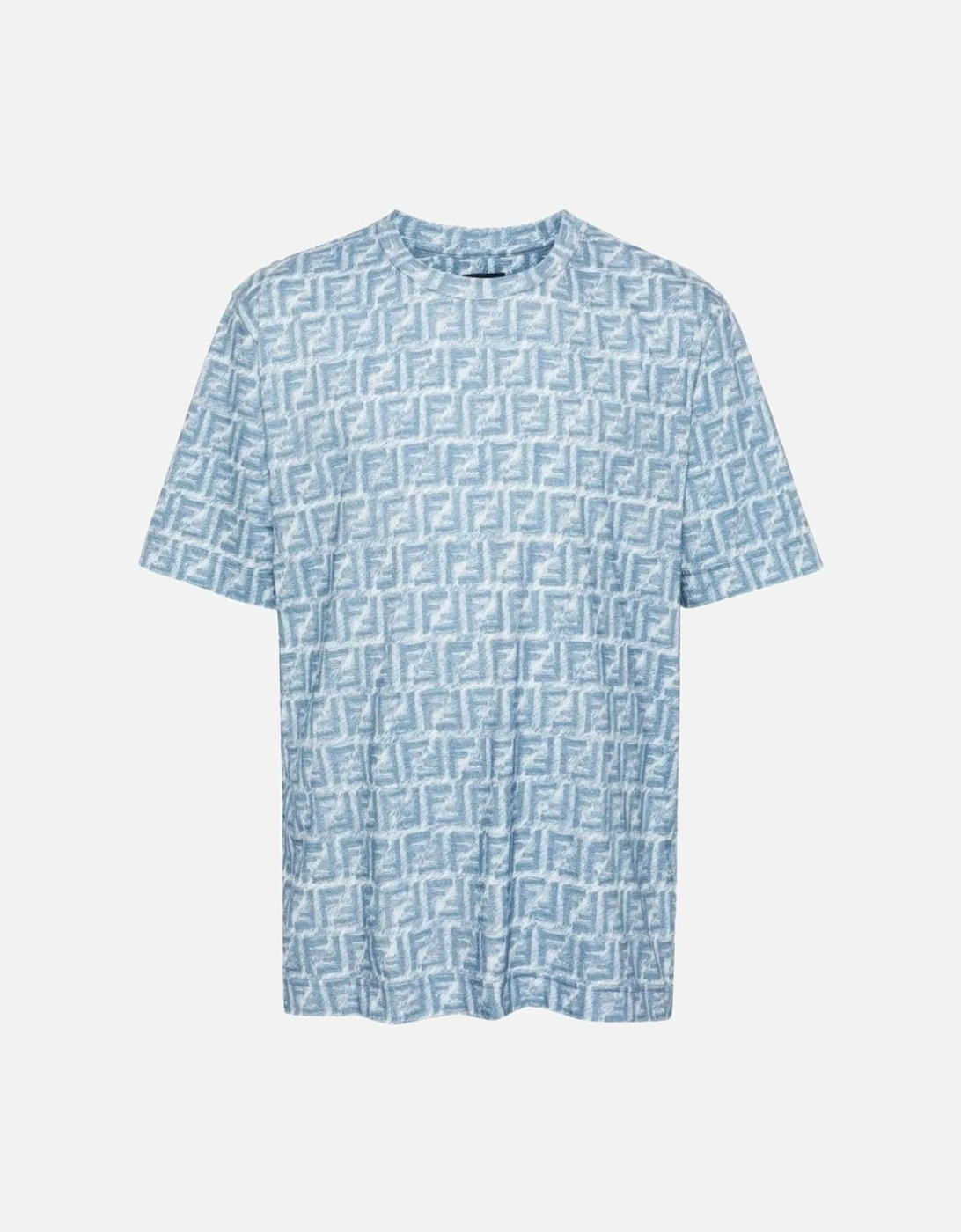 Jeans Fringed Monogram FF Print Oversized T-Shirt Blue, 5 of 4
