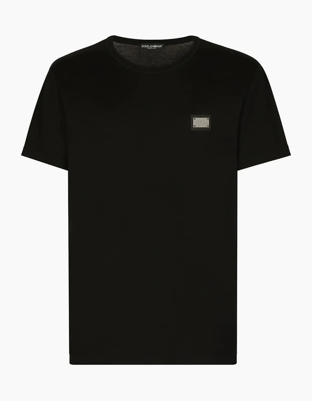 Dolce & Gabbana Men's Dolce & Gabbana Silver Plaque Logo T-Shirt Black