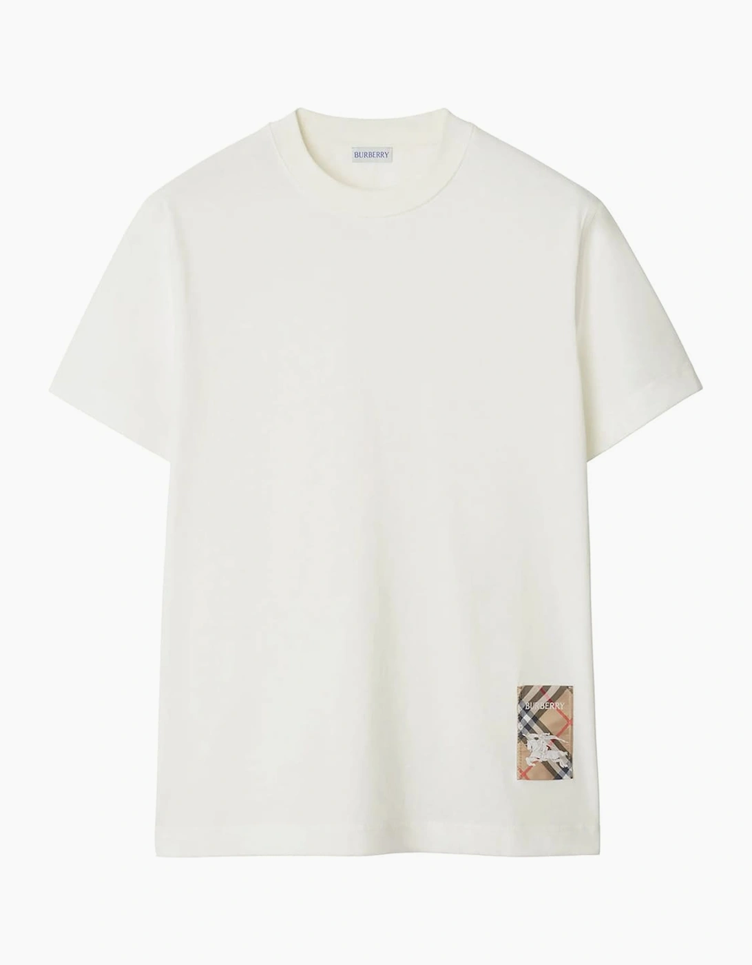 Burberry Men's Burberry Check-Logo Patch Cotton T-Shirt White
