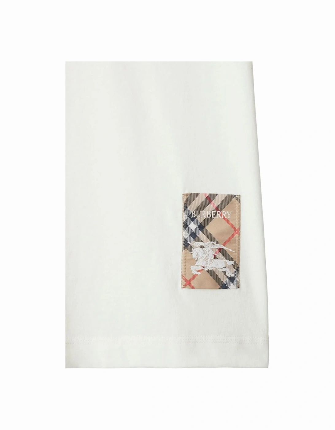 Check-Logo Patch Cotton T-Shirt White