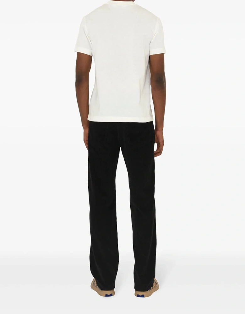 Check-Logo Patch Cotton T-Shirt White