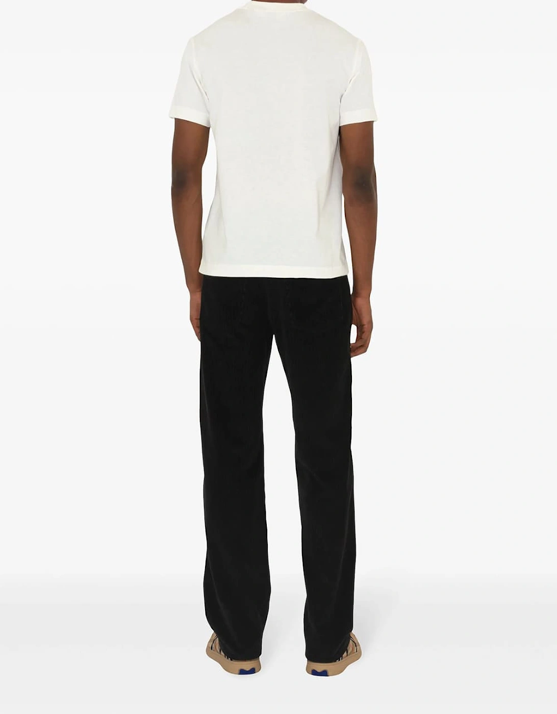 Check-Logo Patch Cotton T-Shirt White