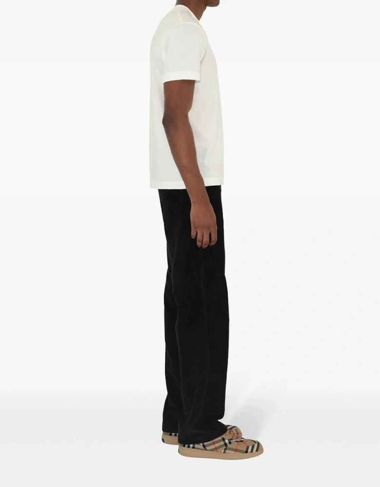 Check-Logo Patch Cotton T-Shirt White