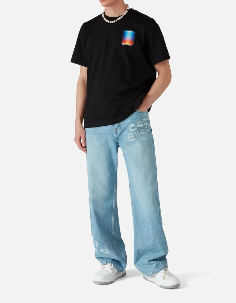 Exclusive Gradient Casa Logo T-Shirt Black