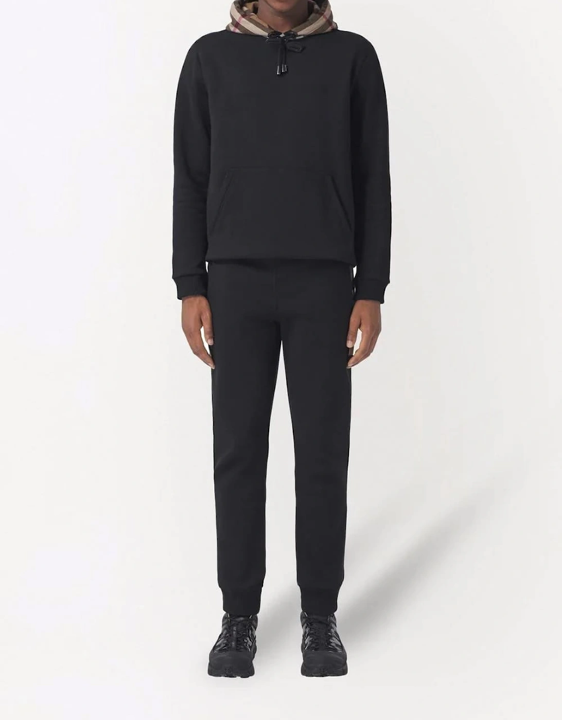 Check Panel Jogging Pants Black