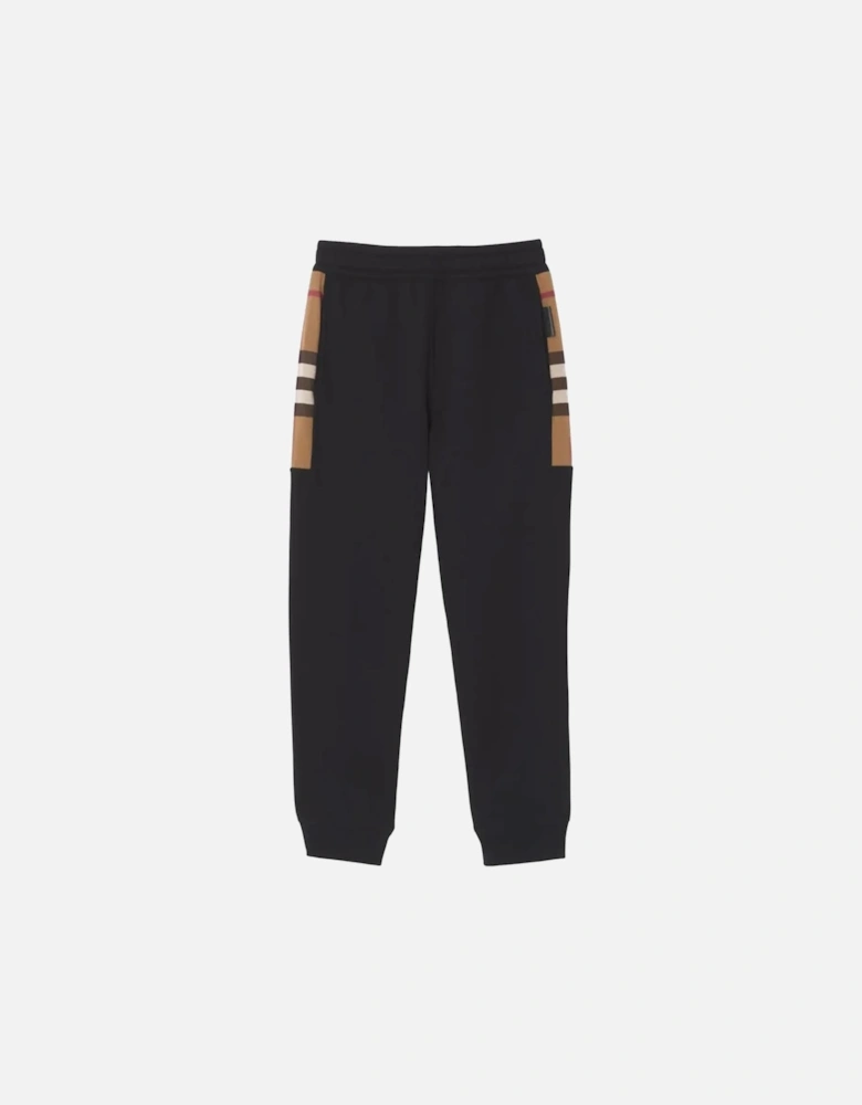 Check Panel Jogging Pants Black
