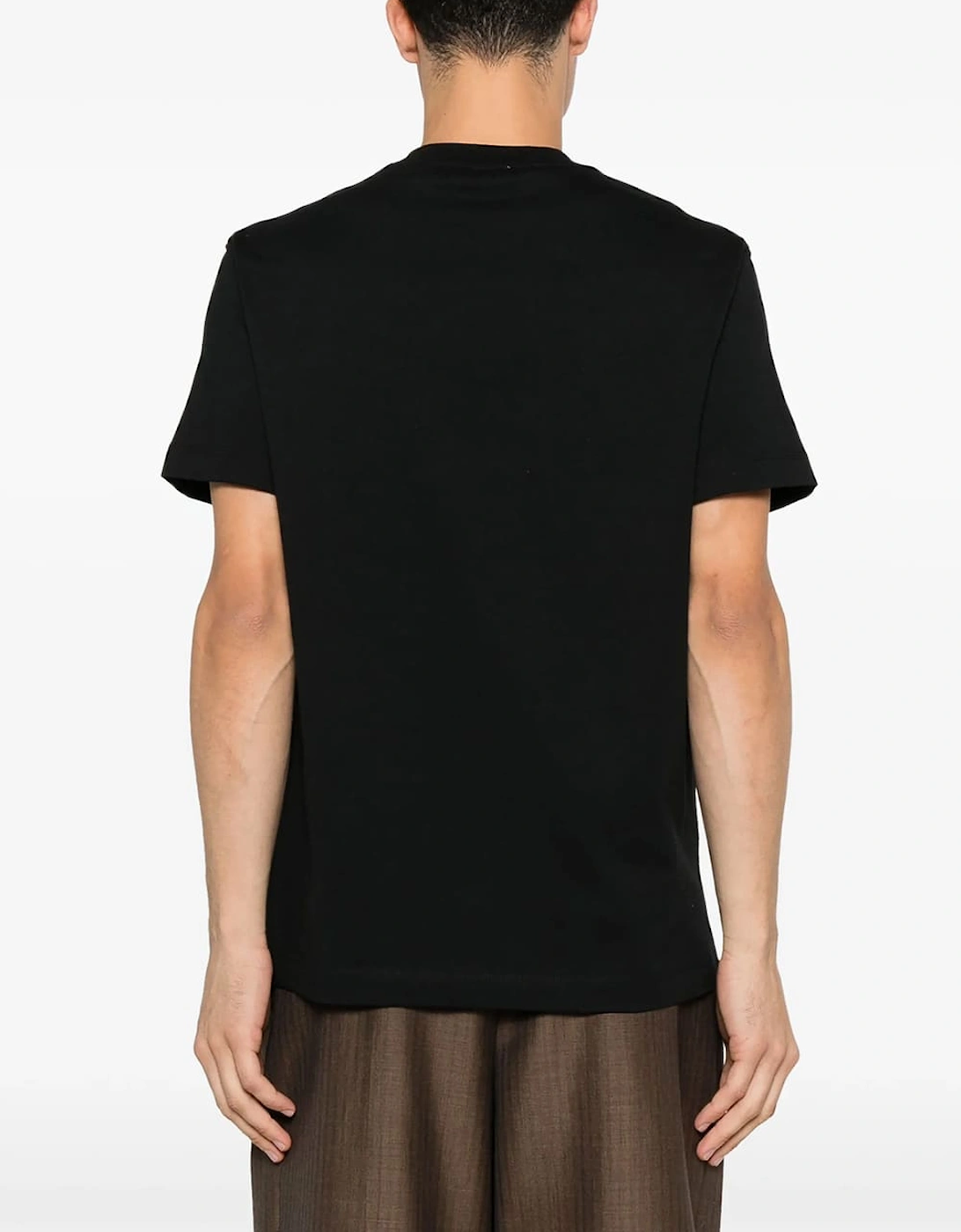 Check-Logo Patch Cotton T-Shirt Black