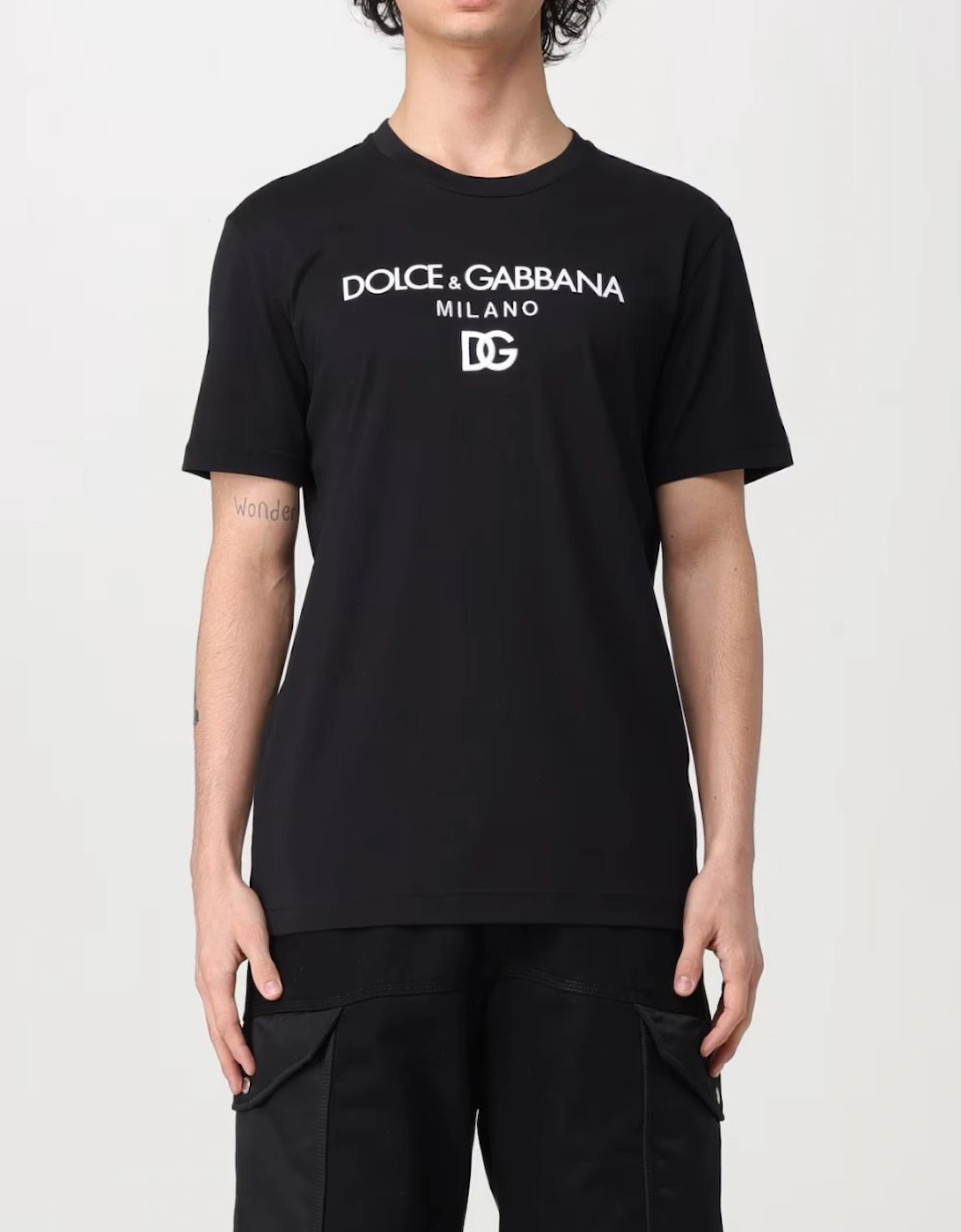 Embroidered DG Milano Logo T-Shirt Black