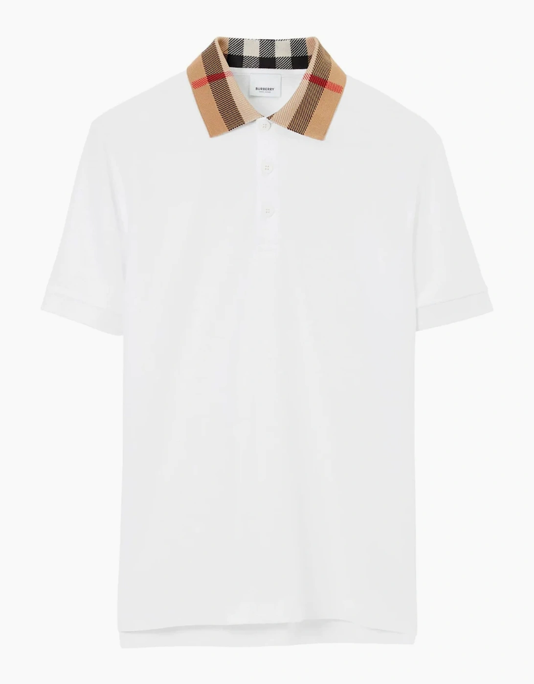 Men's Burberry Vintage Check Print Collar Polo Shirt White - Size: 38