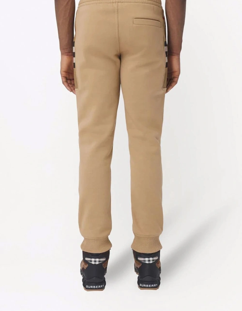 Check Panel Jogging Pants Camel Brown