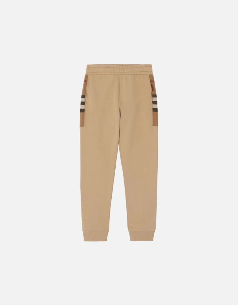 Check Panel Jogging Pants Camel Brown