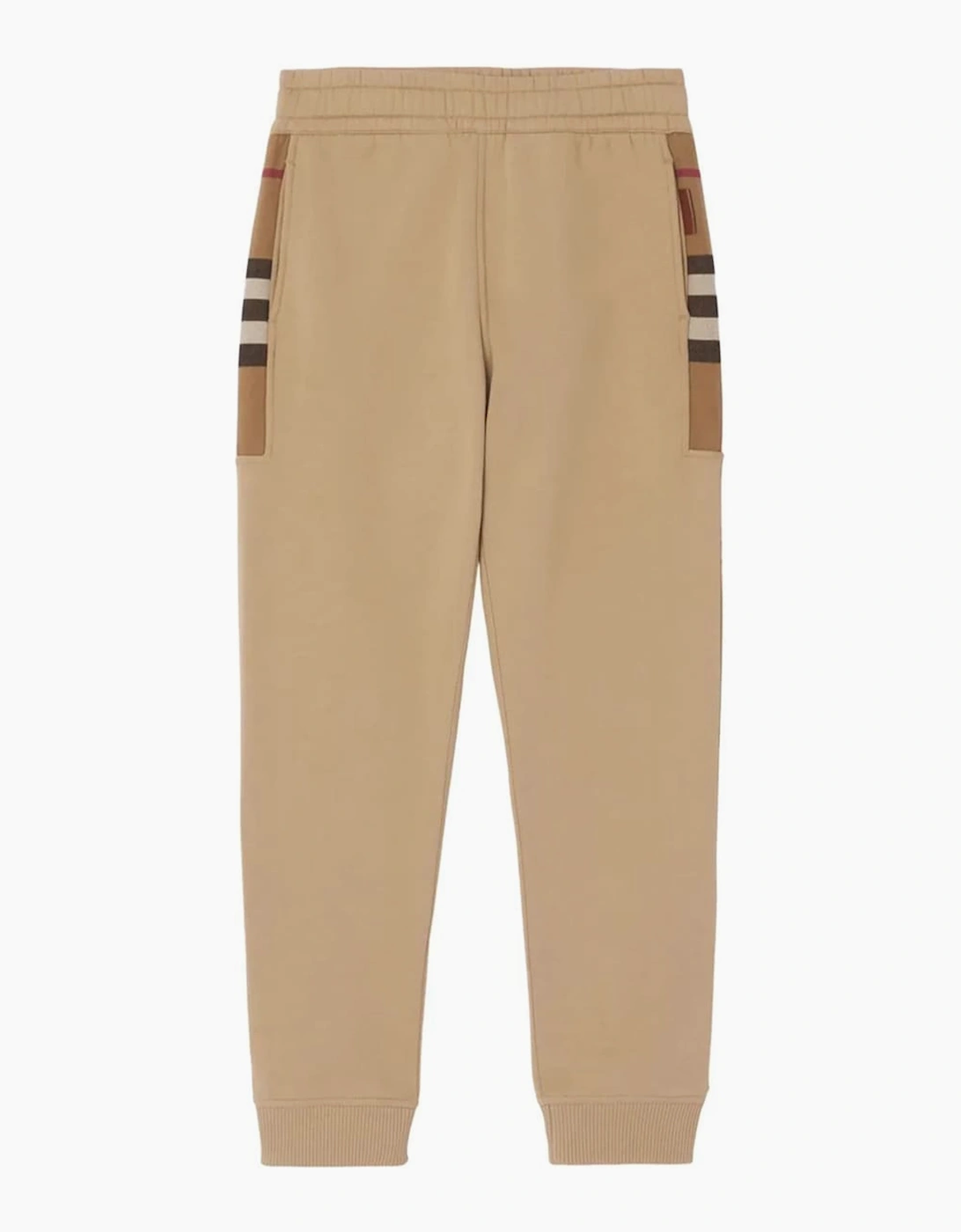 Men's Burberry Check Panel Jogging Pants Camel Brown - Size: 32/30/31/Regular/36