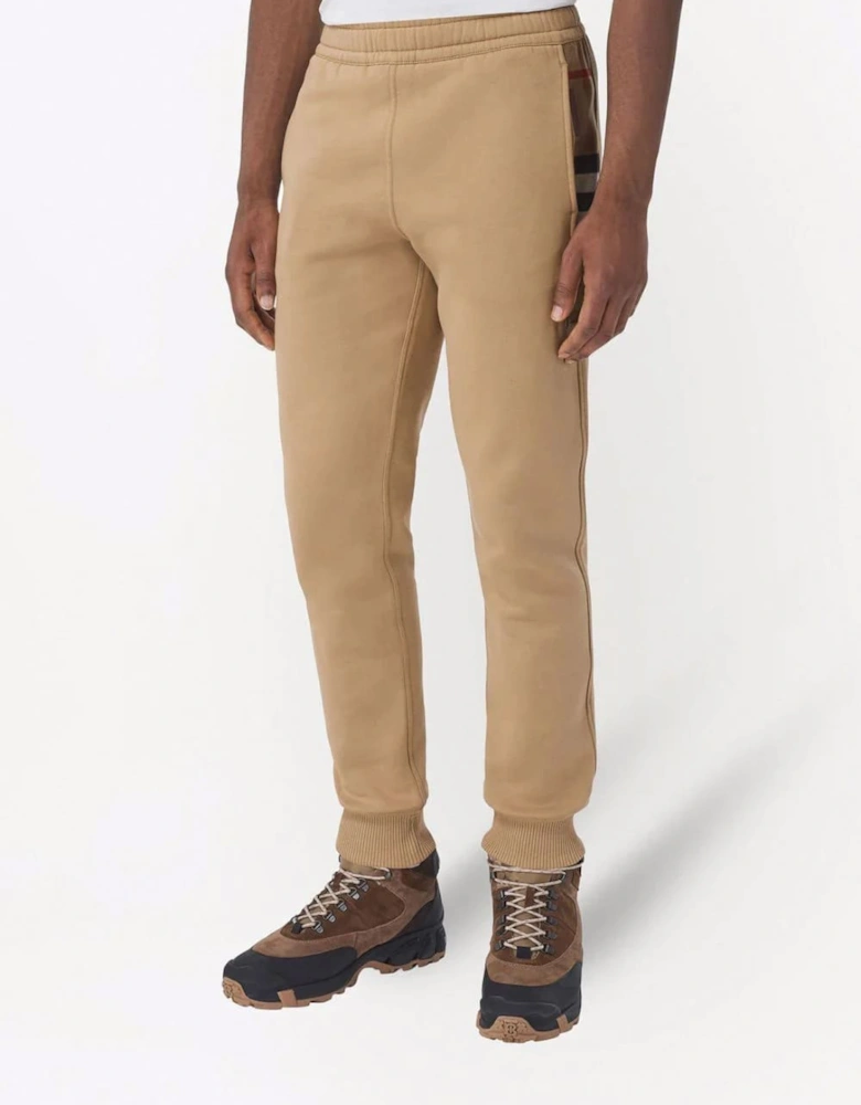 Check Panel Jogging Pants Camel Brown