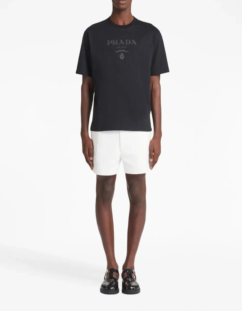 Raised-Logo Cotton T-Shirt Black