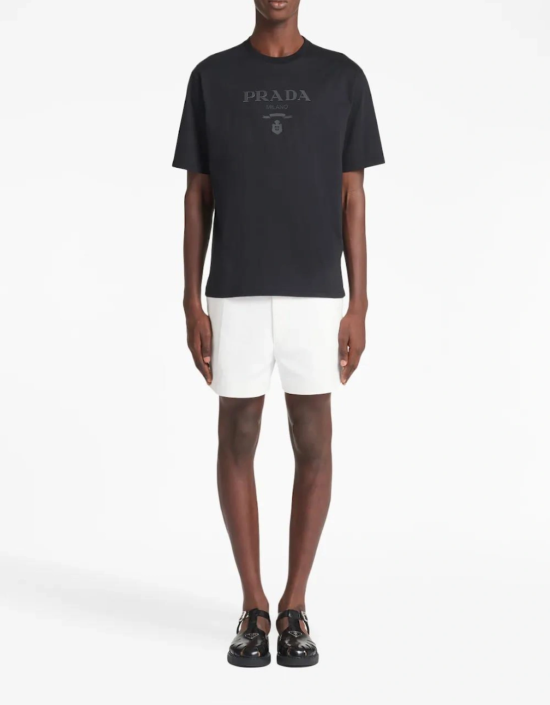 Raised-Logo Cotton T-Shirt Black