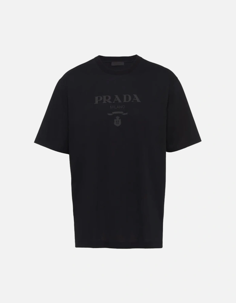 Raised-Logo Cotton T-Shirt Black