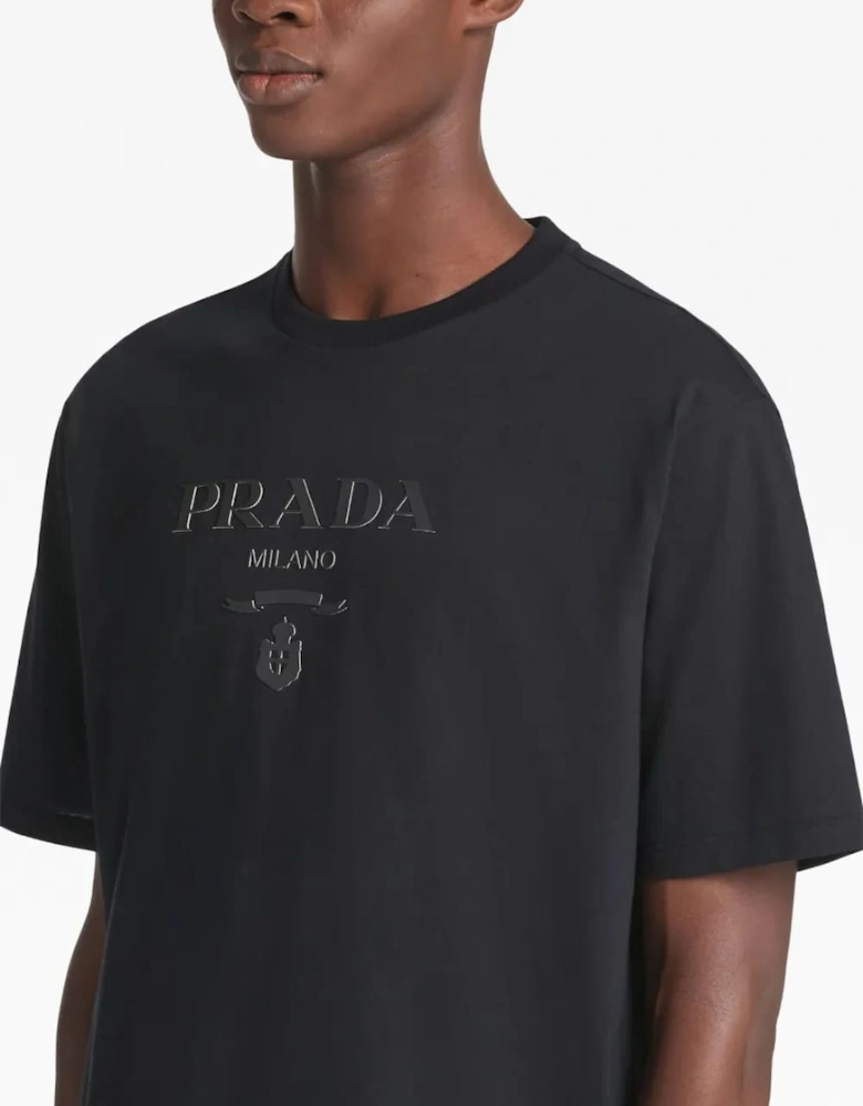 Raised-Logo Cotton T-Shirt Black