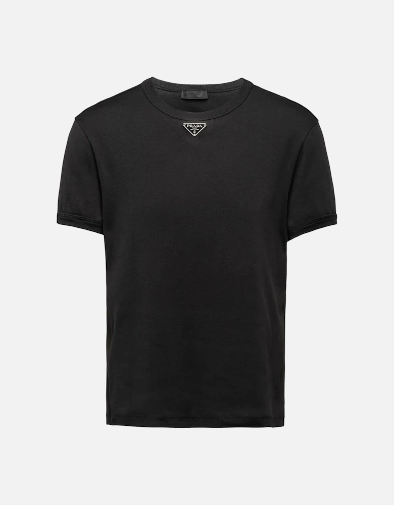 Logo Plaque Cotton T-Shirt Black