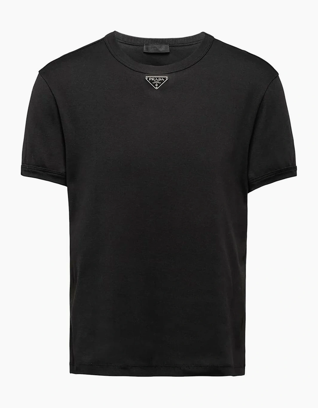 Prada Men's Prada Logo Plaque Cotton T-Shirt Black