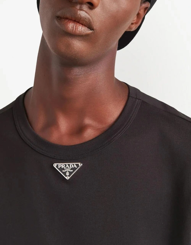 Logo Plaque Cotton T-Shirt Black