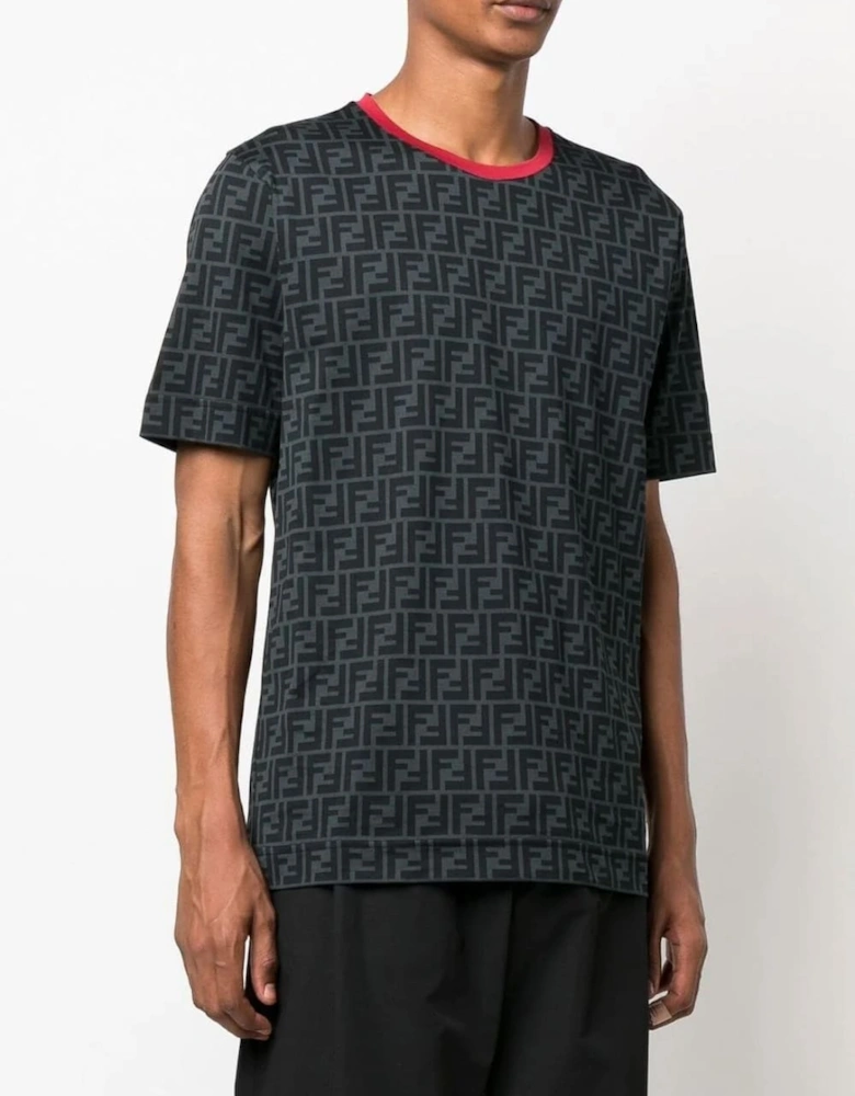 FF Zucca Print Monogram T-Shirt Black