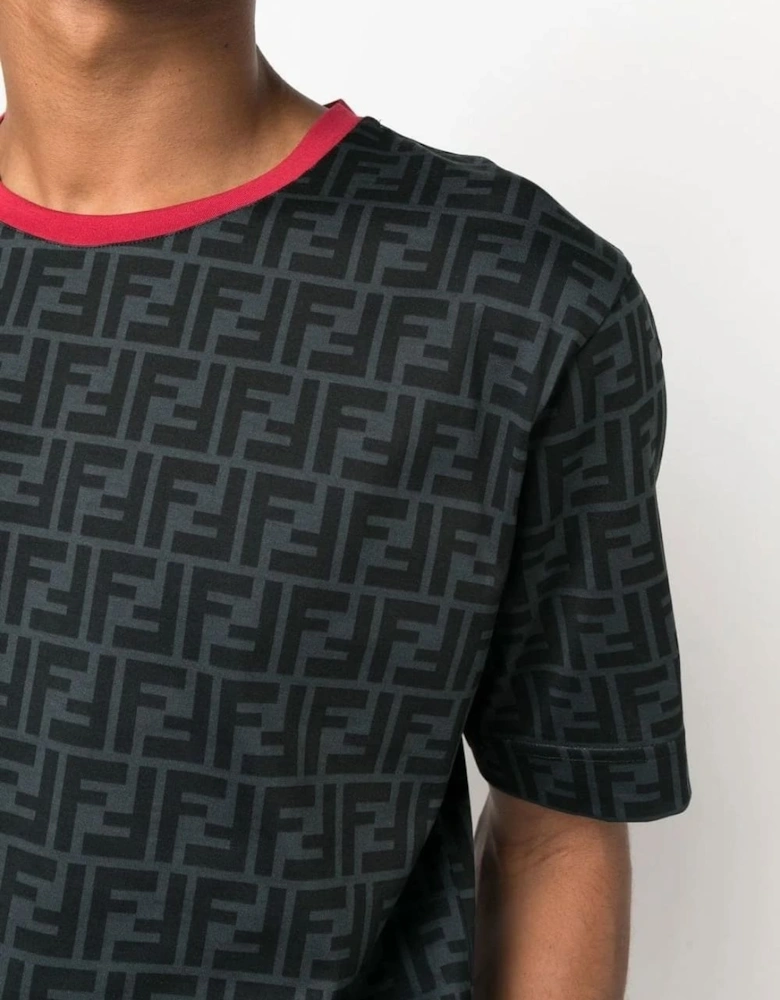 FF Zucca Print Monogram T-Shirt Black