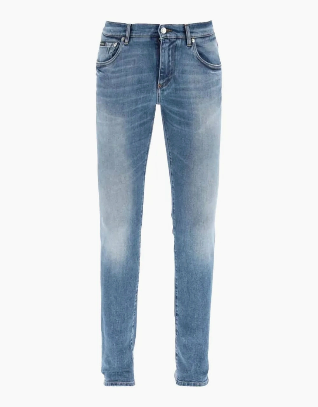 Dolce & Gabbana Men's Dolce & Gabbana Logo Plaque Skinny-Fit Cotton Jeans - Blue
