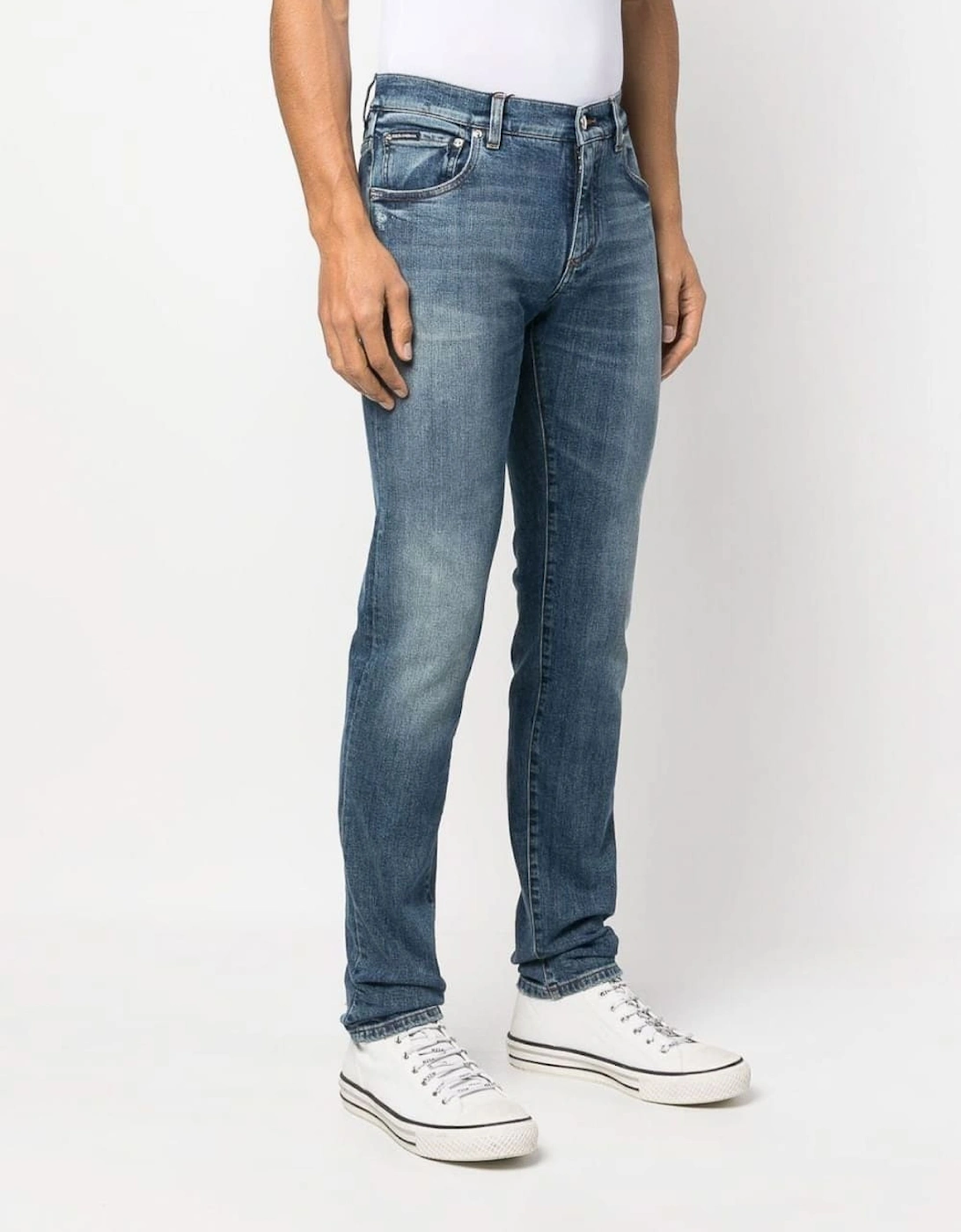Logo Plaque Slim-Fit Cotton Jeans
