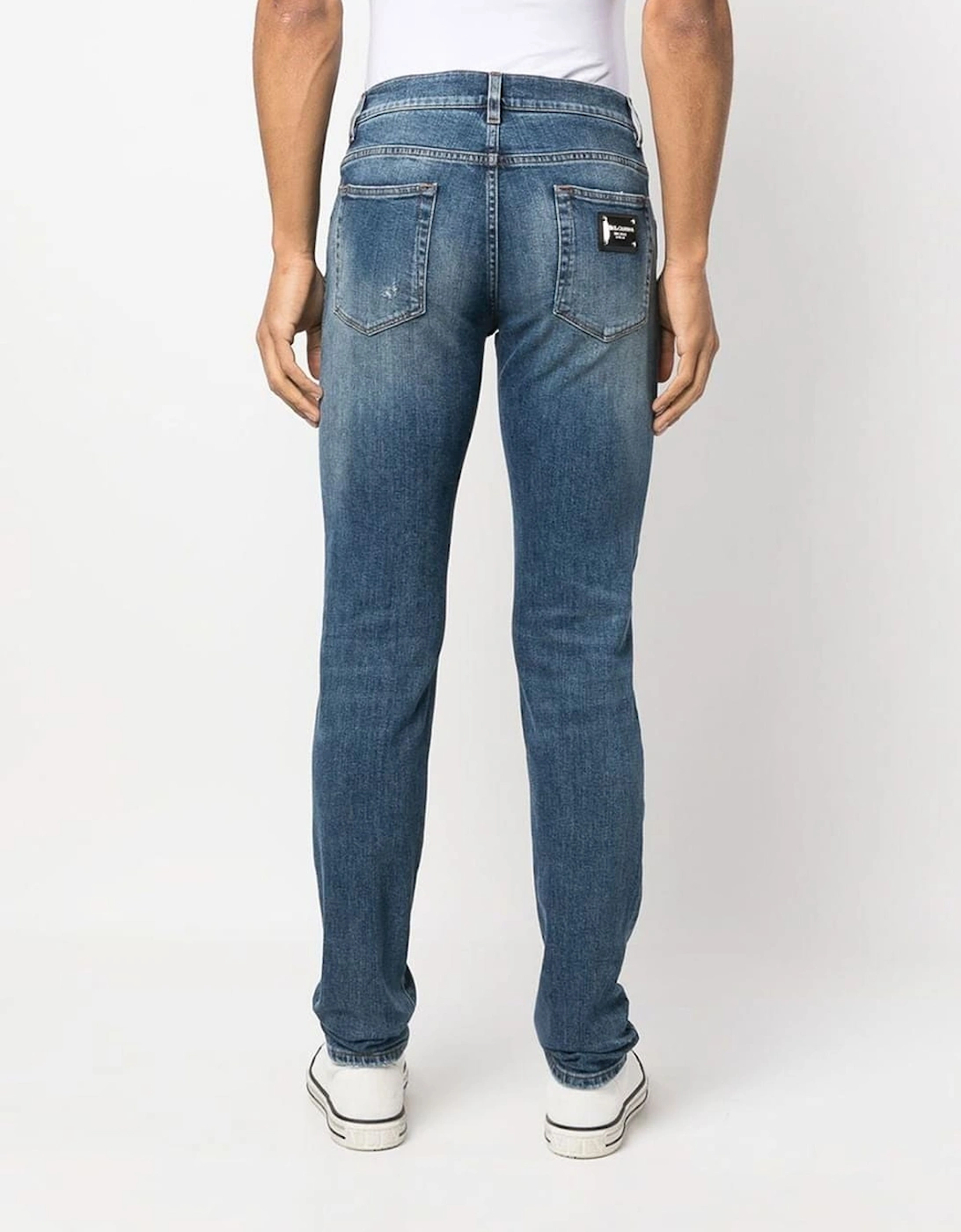 Logo Plaque Slim-Fit Cotton Jeans