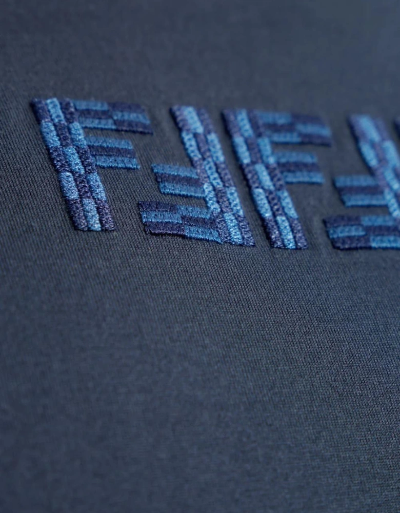 FF Labyrinth Embroidered T-Shirt Navy Blue