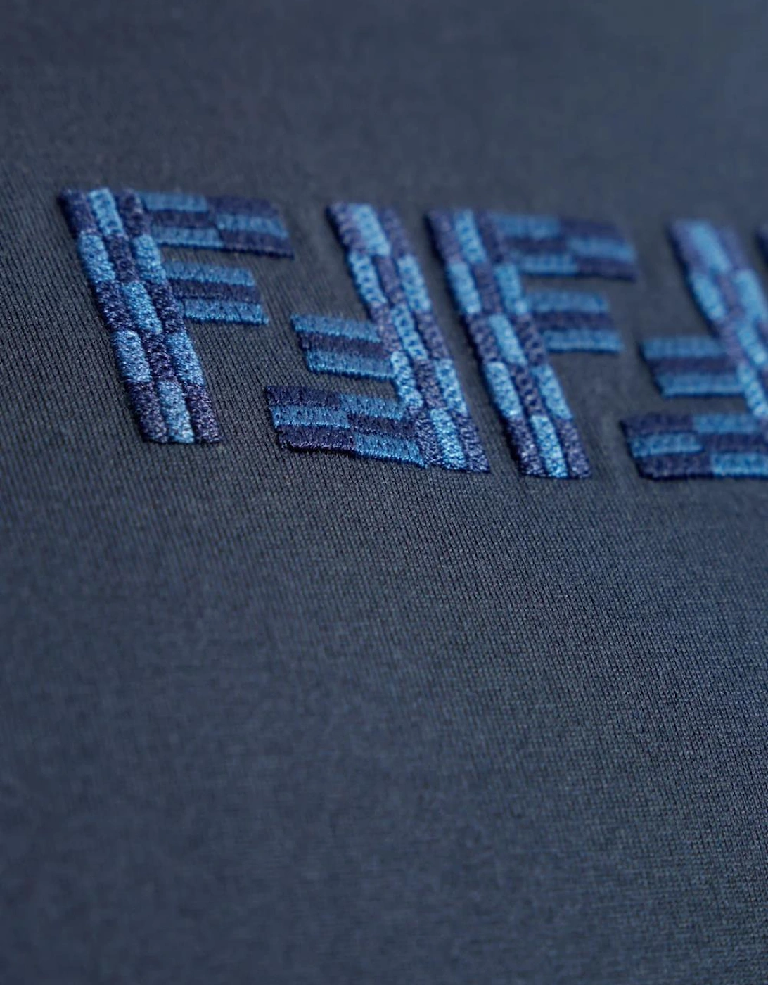 FF Labyrinth Embroidered T-Shirt Navy Blue