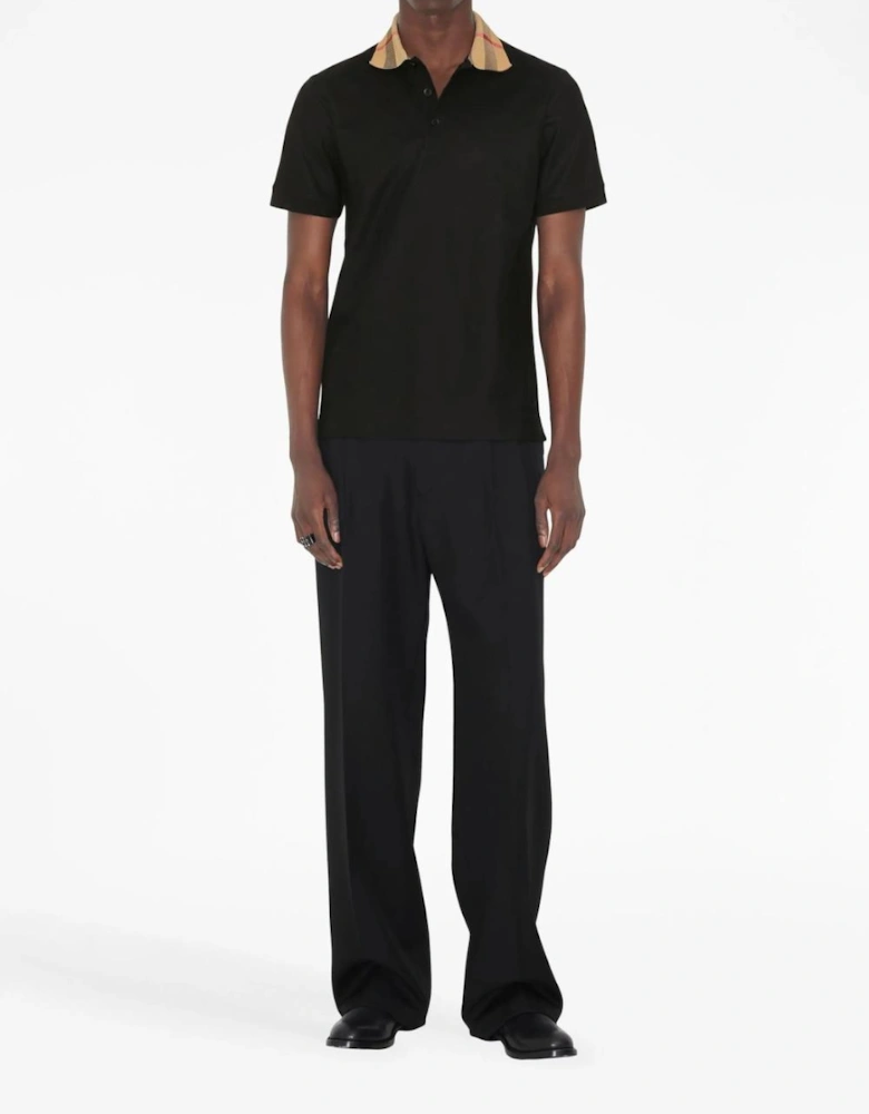Vintage Check Print Collar Polo Shirt Black
