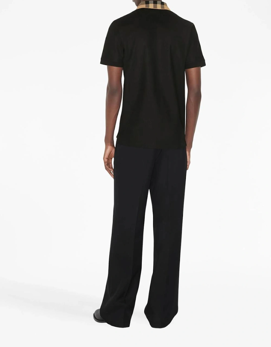 Vintage Check Print Collar Polo Shirt Black