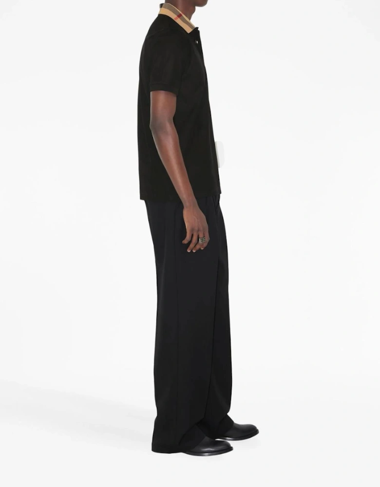 Vintage Check Print Collar Polo Shirt Black