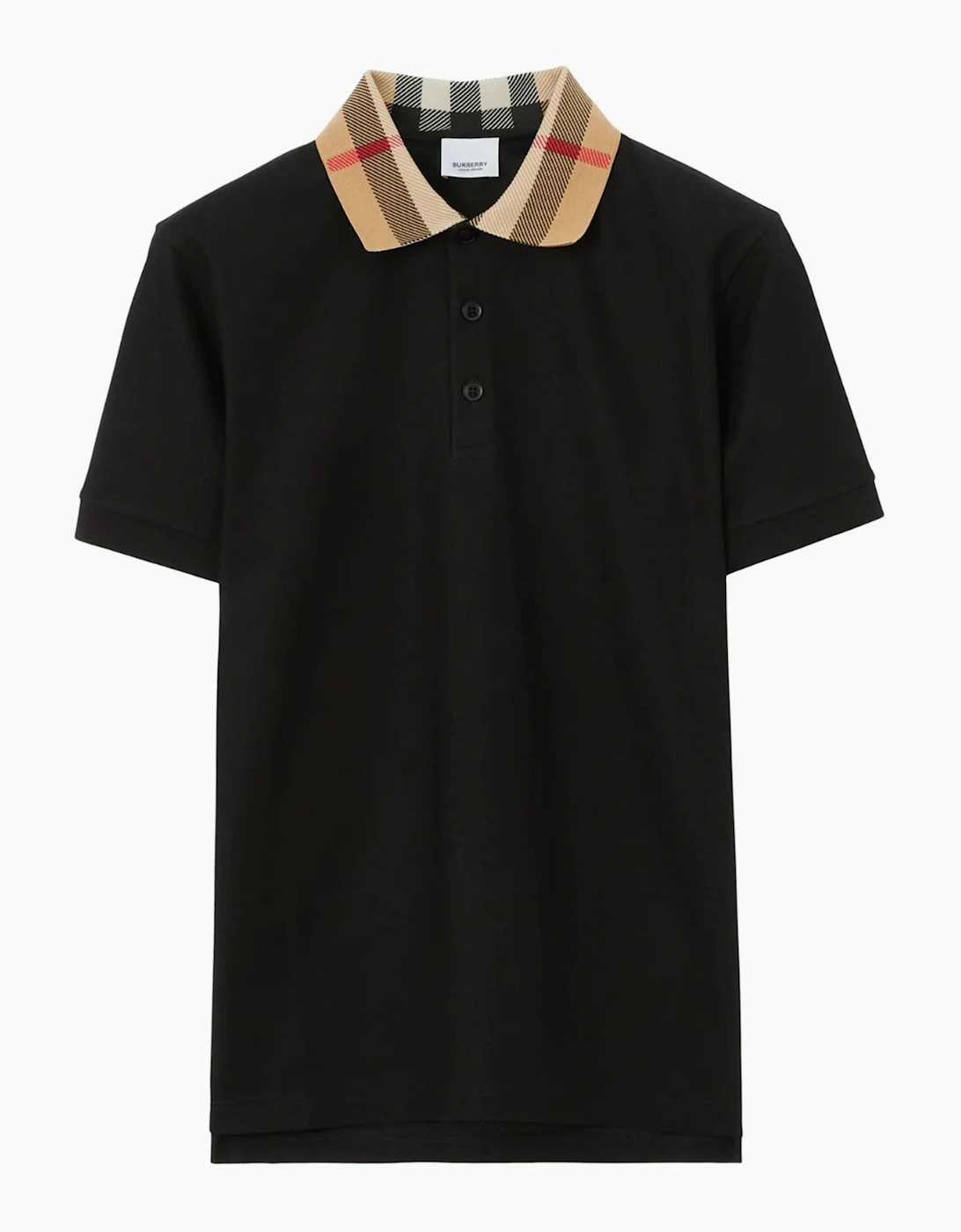 Men's Burberry Vintage Check Print Collar Polo Shirt Black - Size: 38
