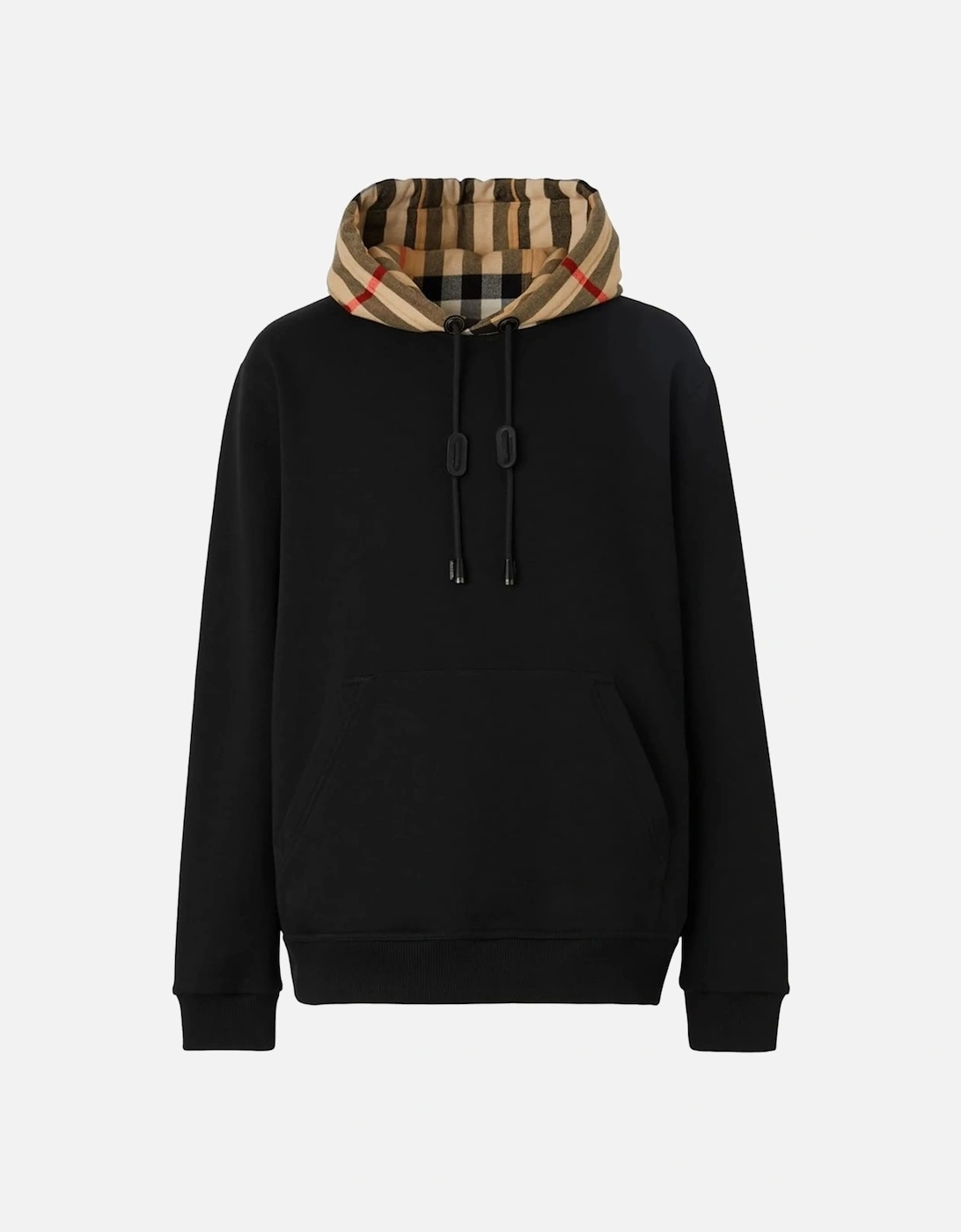 Check Trim Hooded Cotton Sweatshirt Black, 7 of 6