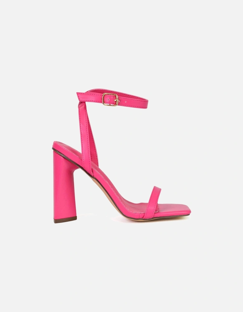 'Max' Strappy Square Toe Sculptured Block High Heel Sandals
