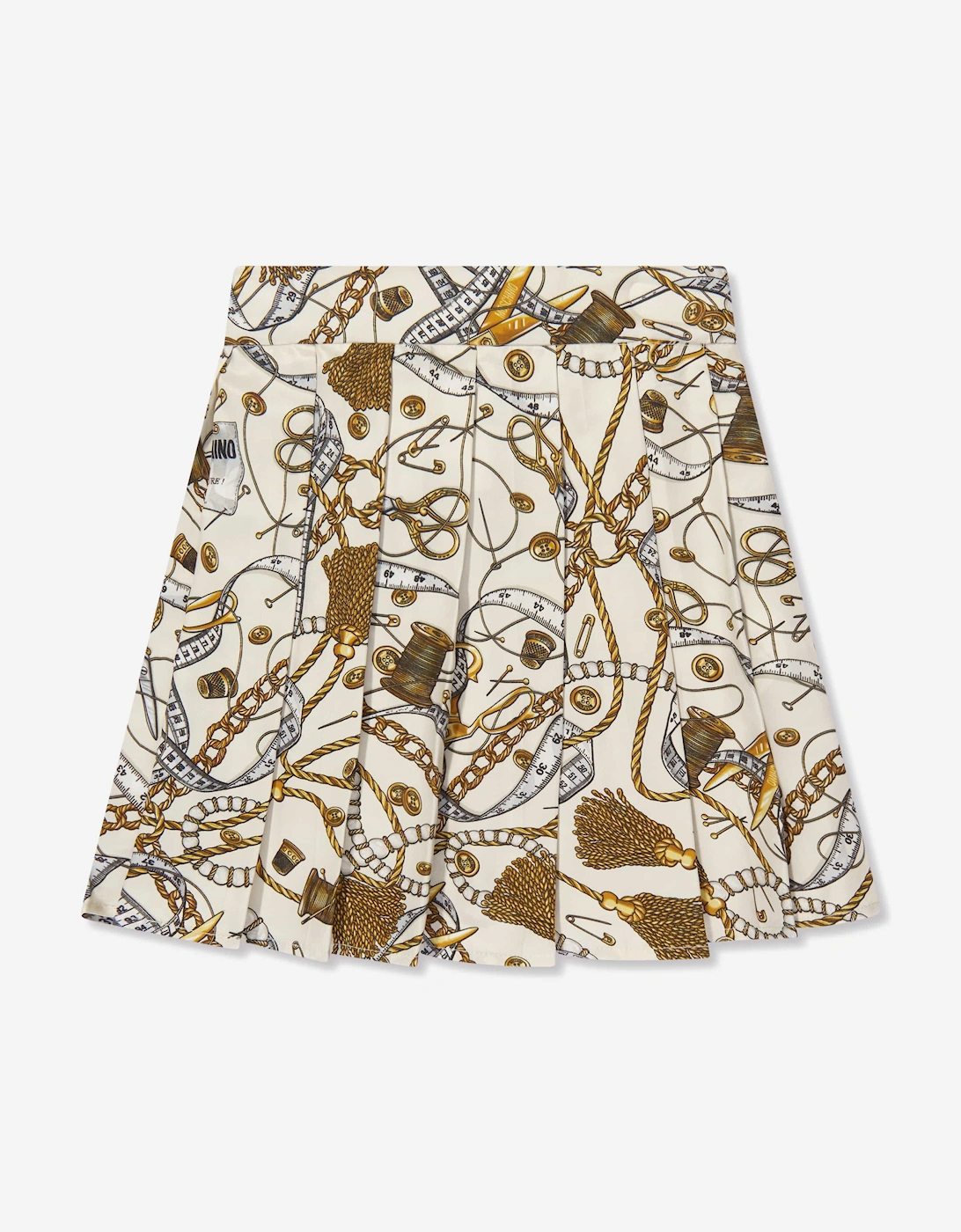 Moschino Girls Cream  Pleated Chains Skirt  Ivory - Size 6 Years Kids