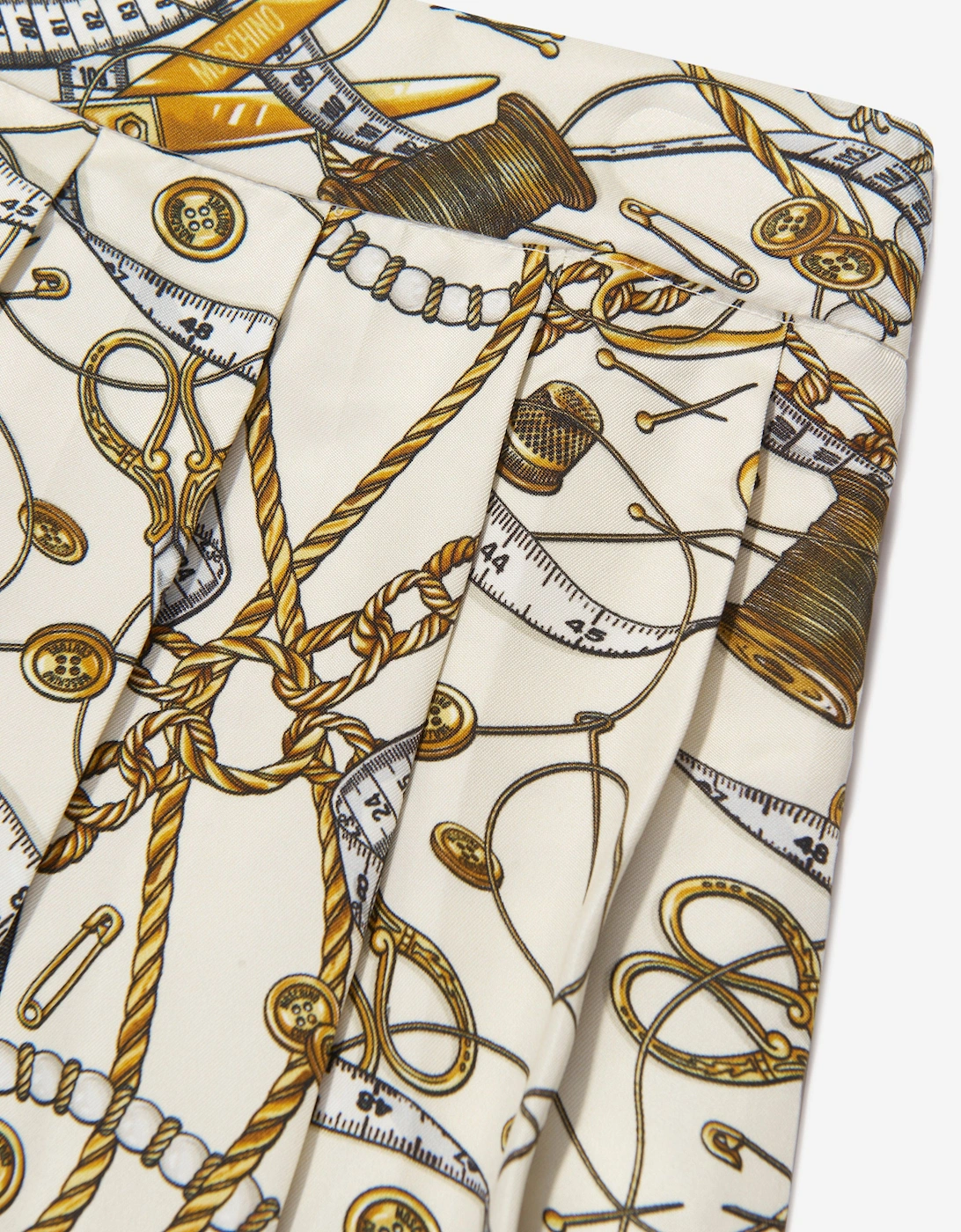 Girls Pleated Chains Skirt in Ivory