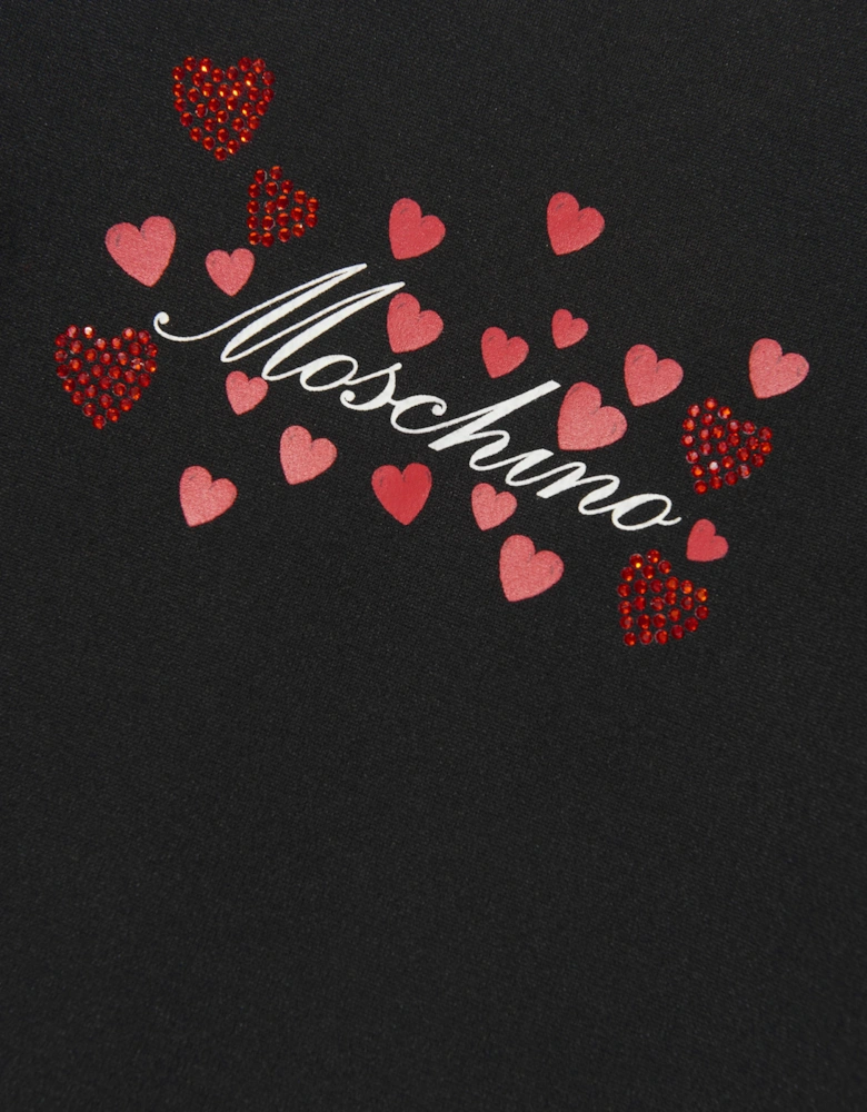 Girls Hearts Logo Dress in Black